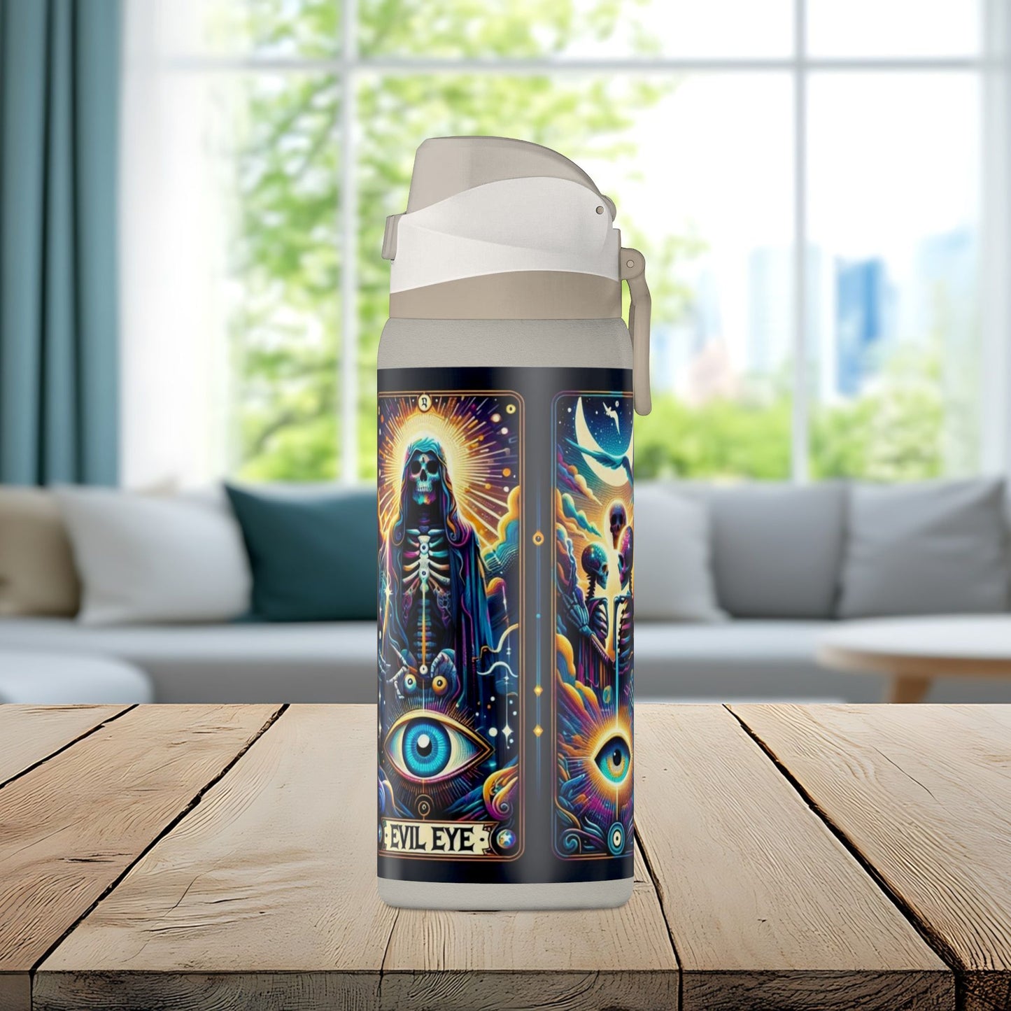 The Evil Eye Tarot Tumbler – Mystical Skeleton 32oz Insulated Water Bottle