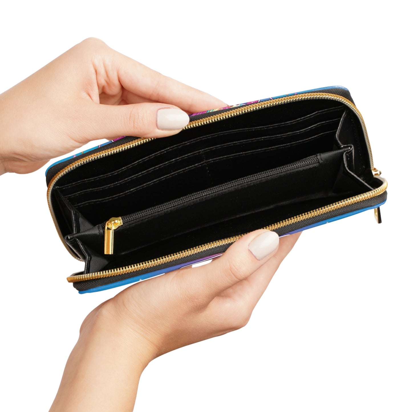 Love Sucks Skeleton Zipper Wallet — Gothic Rainbow Skull Wallet