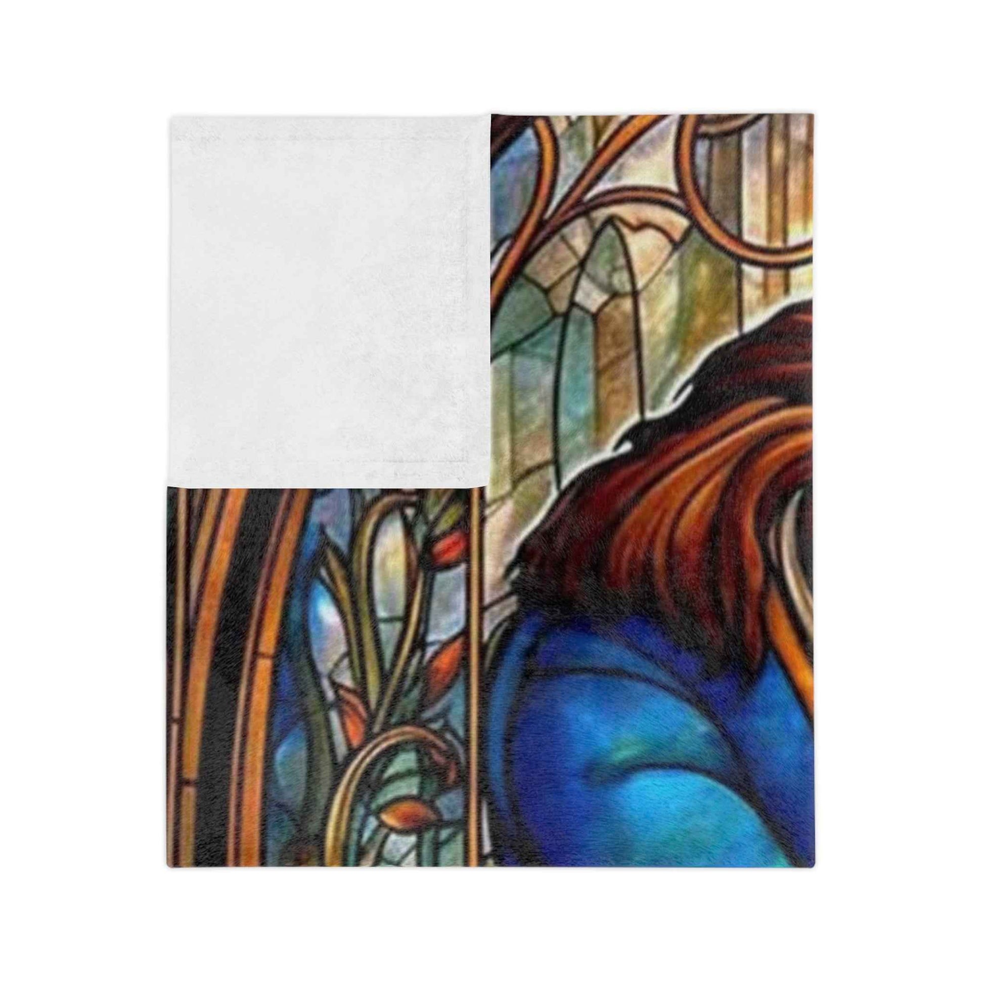Beauty and the Beast Staind Glass Window - Velveteen Minky Blanket