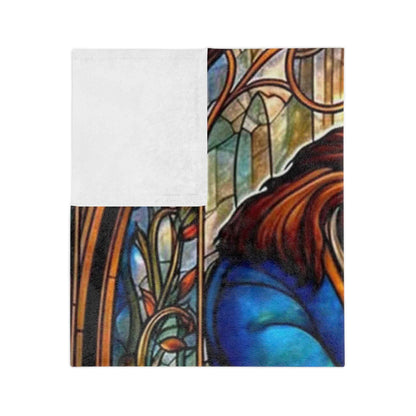 Beauty and the Beast Staind Glass Window - Velveteen Minky Blanket