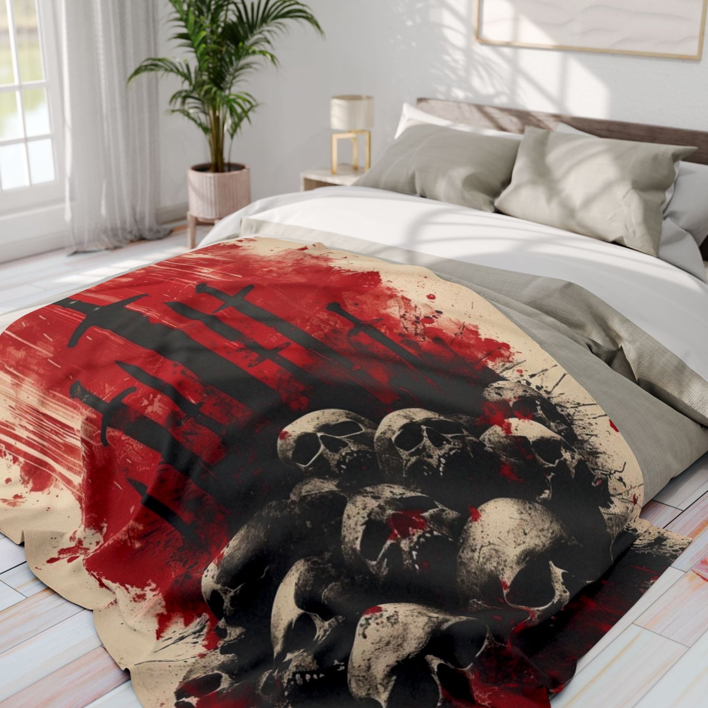 Arctic Fleece Blanket — Gothic Skull & Sword Graphic Throw