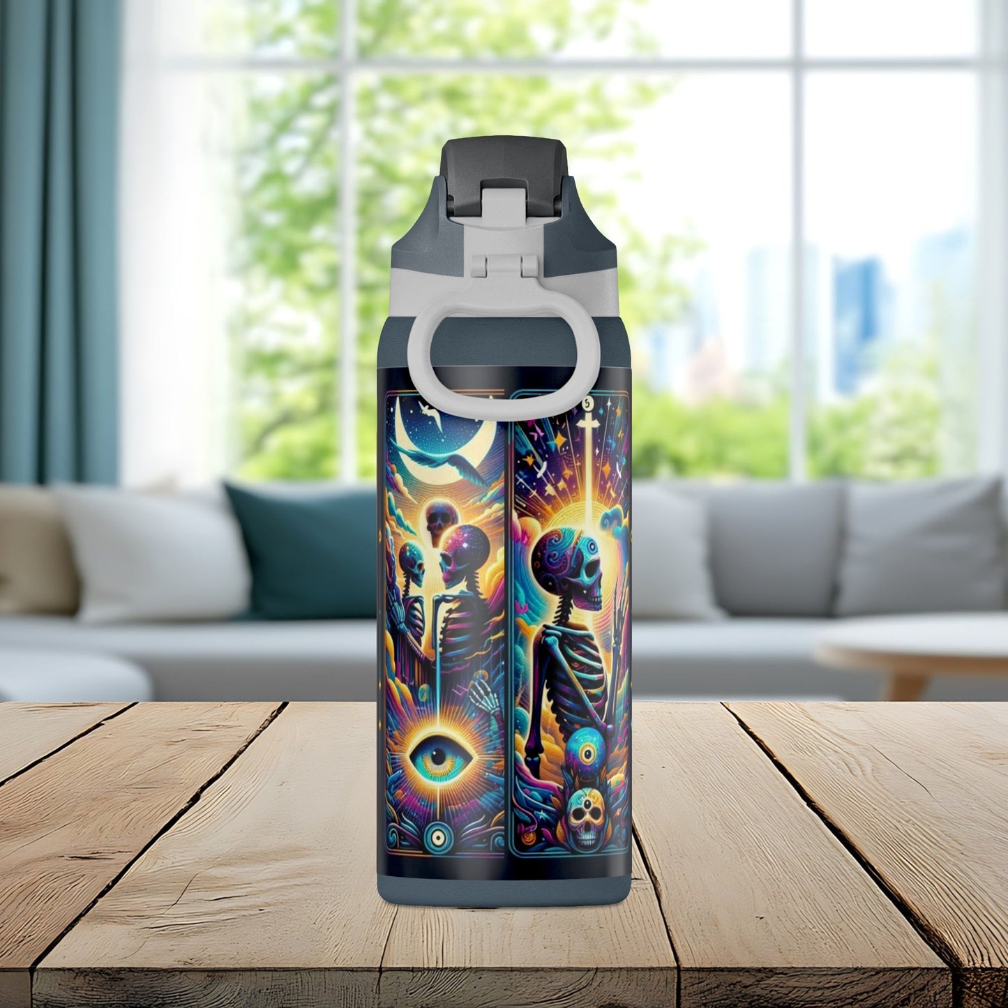 The Evil Eye Tarot Tumbler – Mystical Skeleton 32oz Insulated Water Bottle
