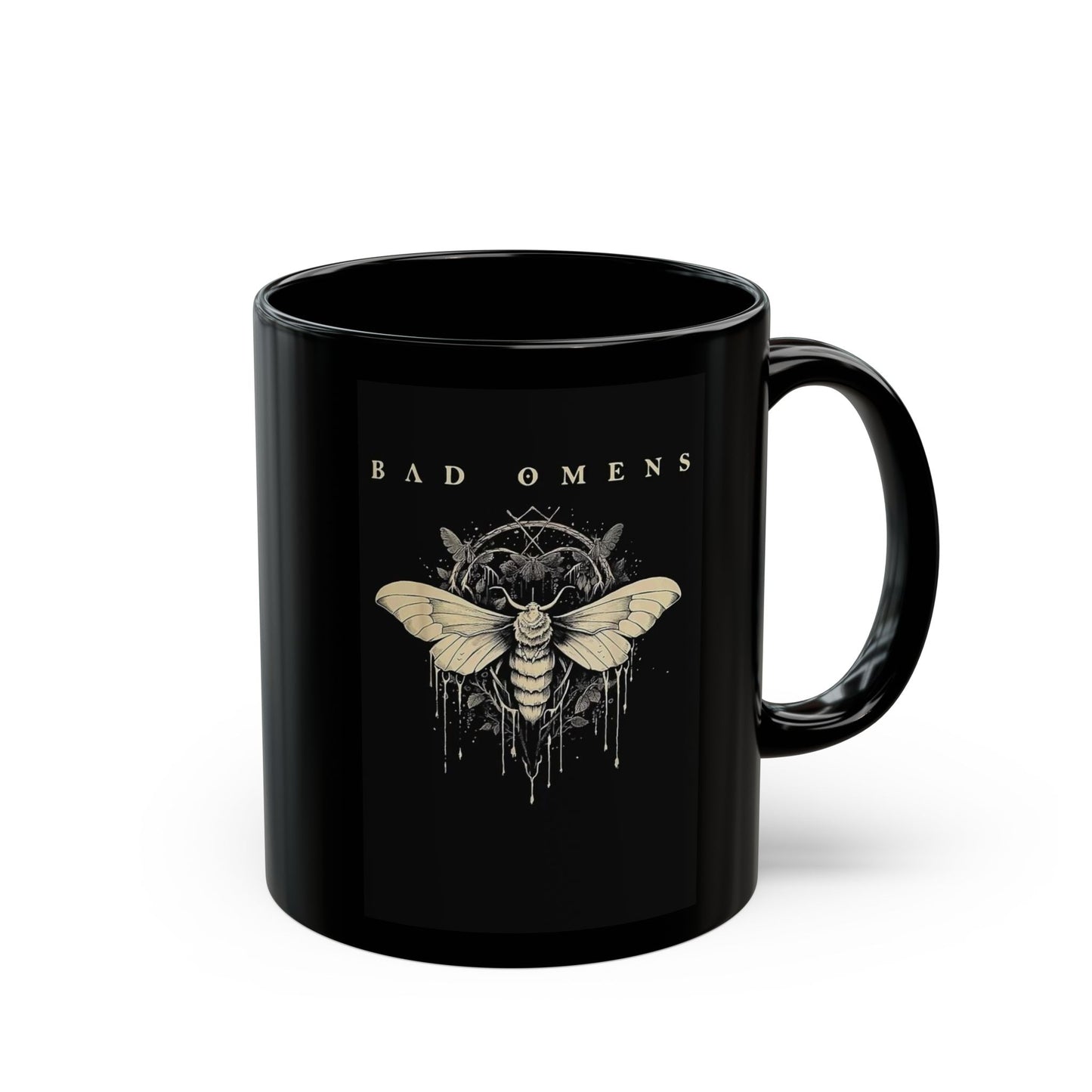 Bad Omens Moth Black Mug — Gothic Coffee Cup