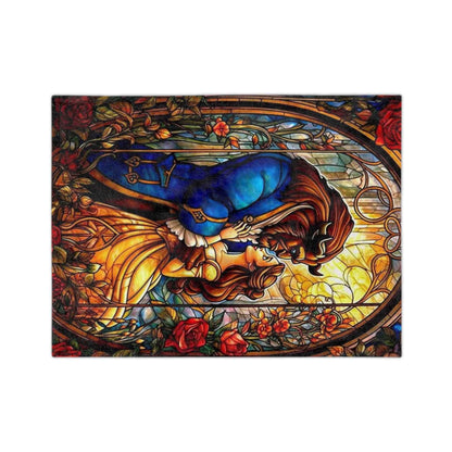 Beauty and the Beast Staind Glass Window - Velveteen Minky Blanket