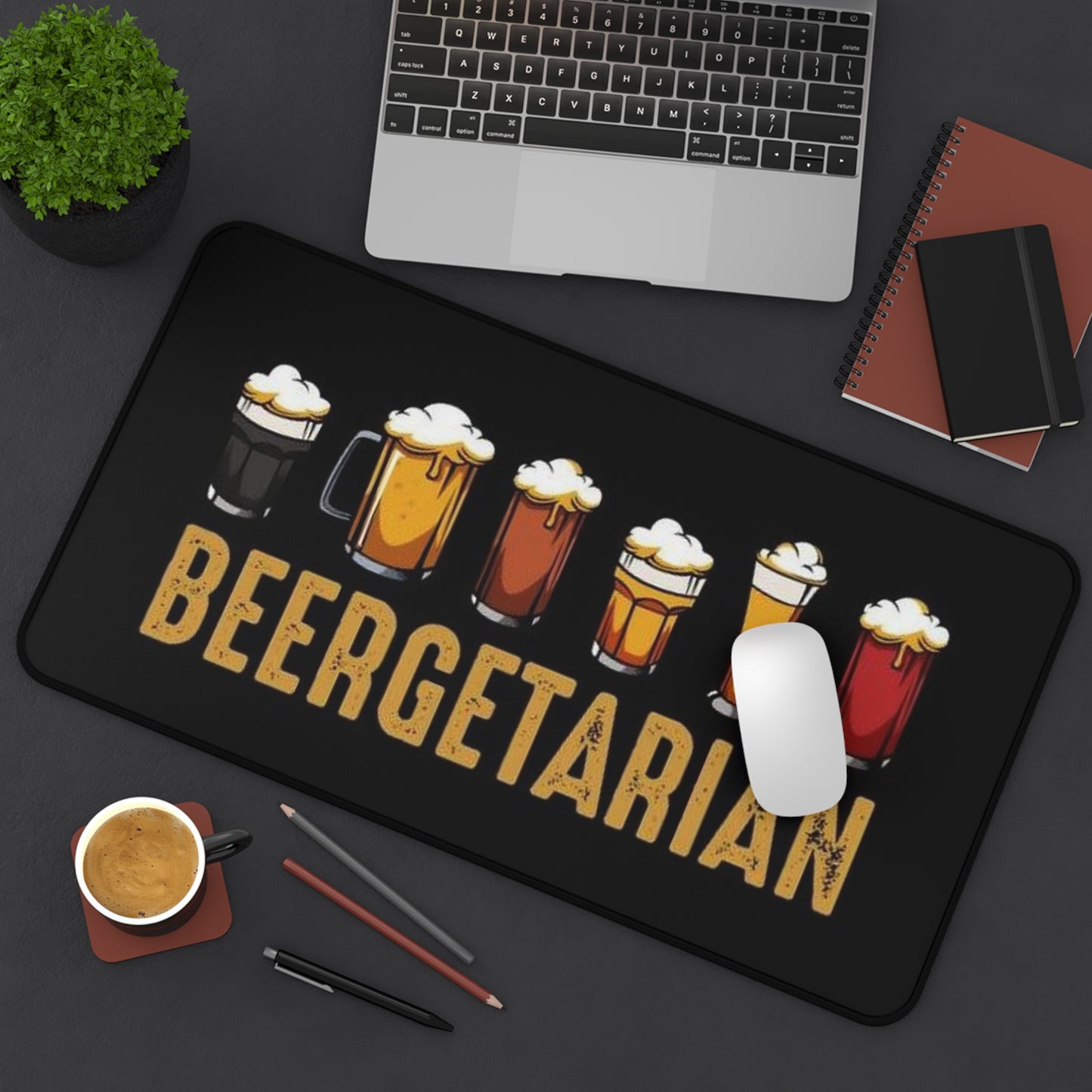 Funny "Beergetarian" Desk Mat — Humorous Beer Lover Office Mousepad