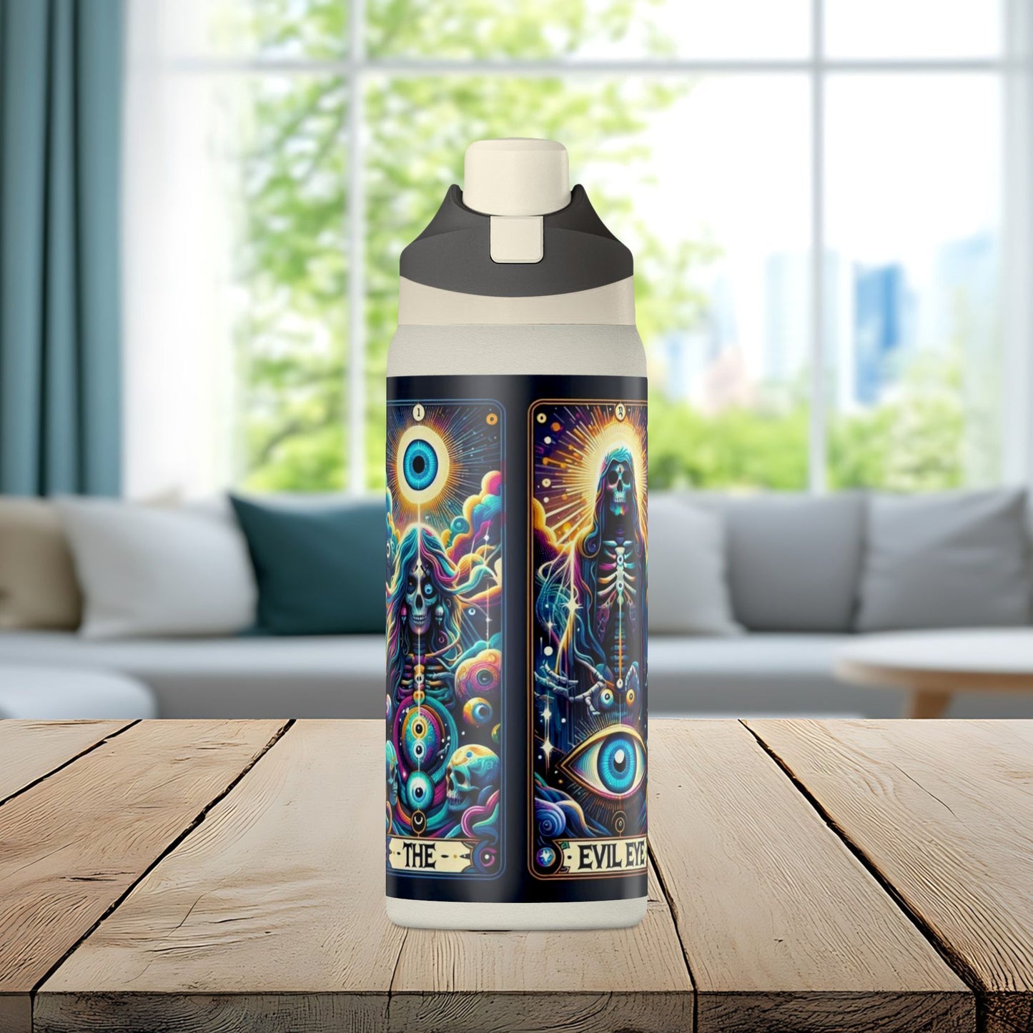The Evil Eye Tarot Tumbler – Mystical Skeleton 32oz Insulated Water Bottle