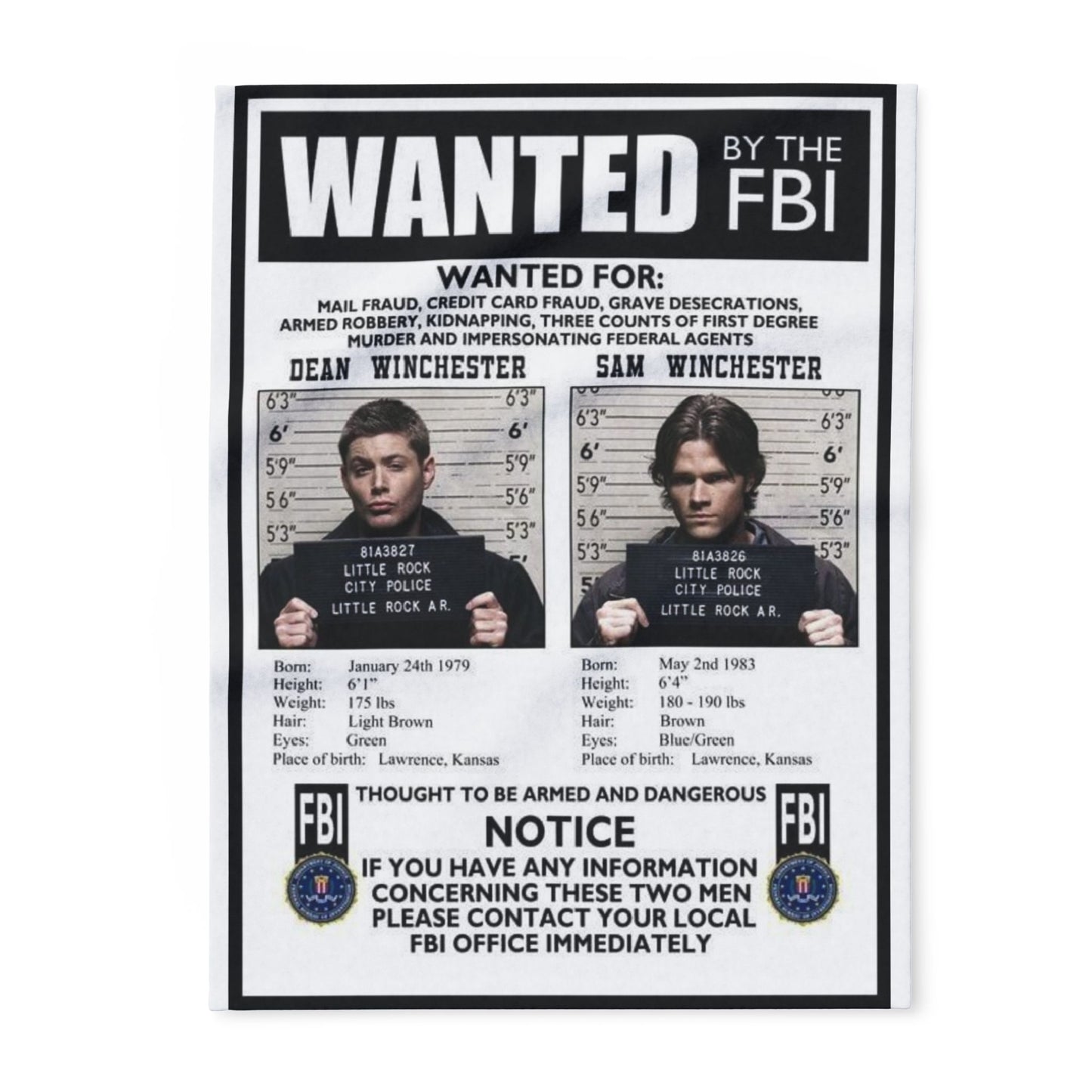 Supernatural Sam & Dean Arctic Blanket