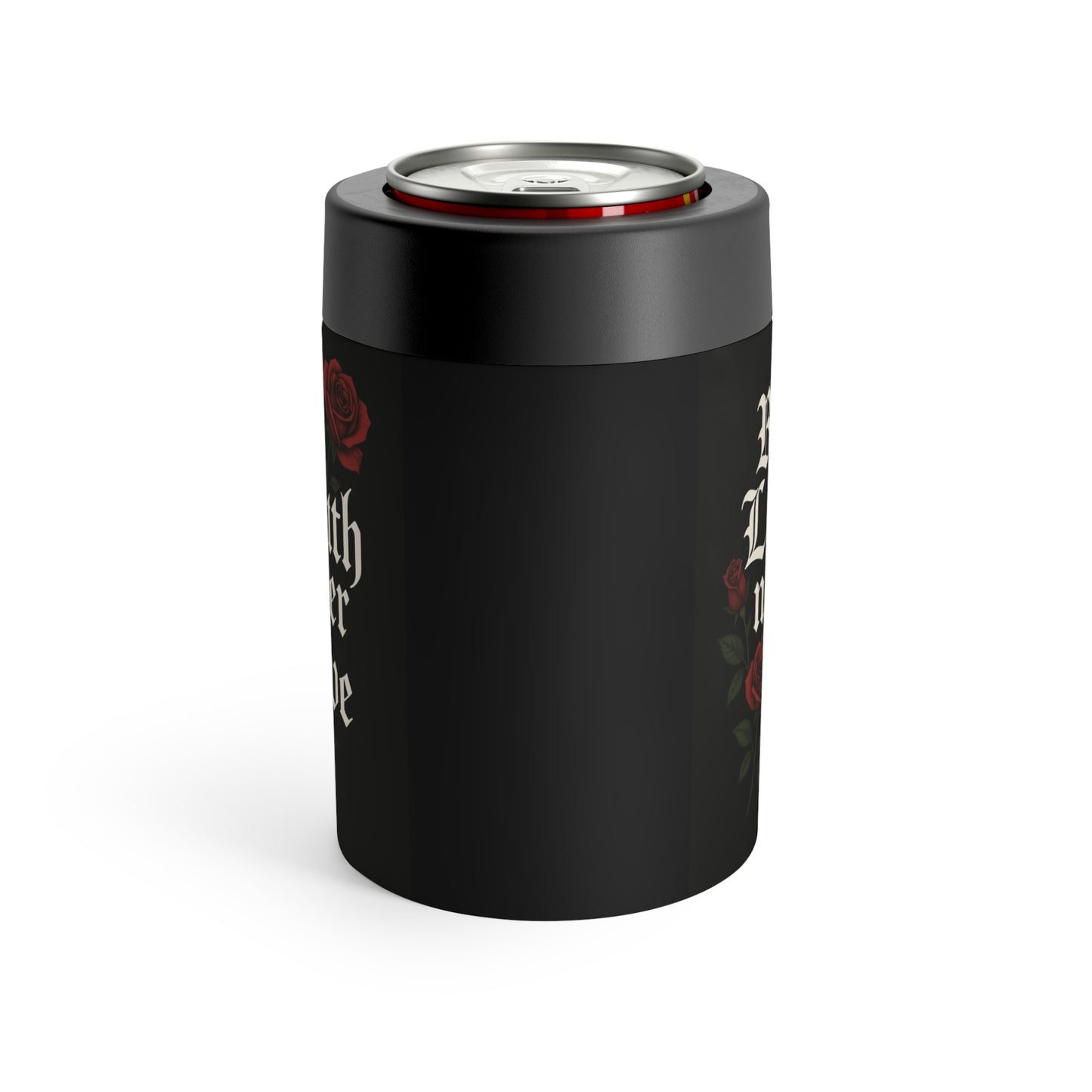 Gothic Rose Can Cooler — 'Death Over Love' Insulated Can Holder