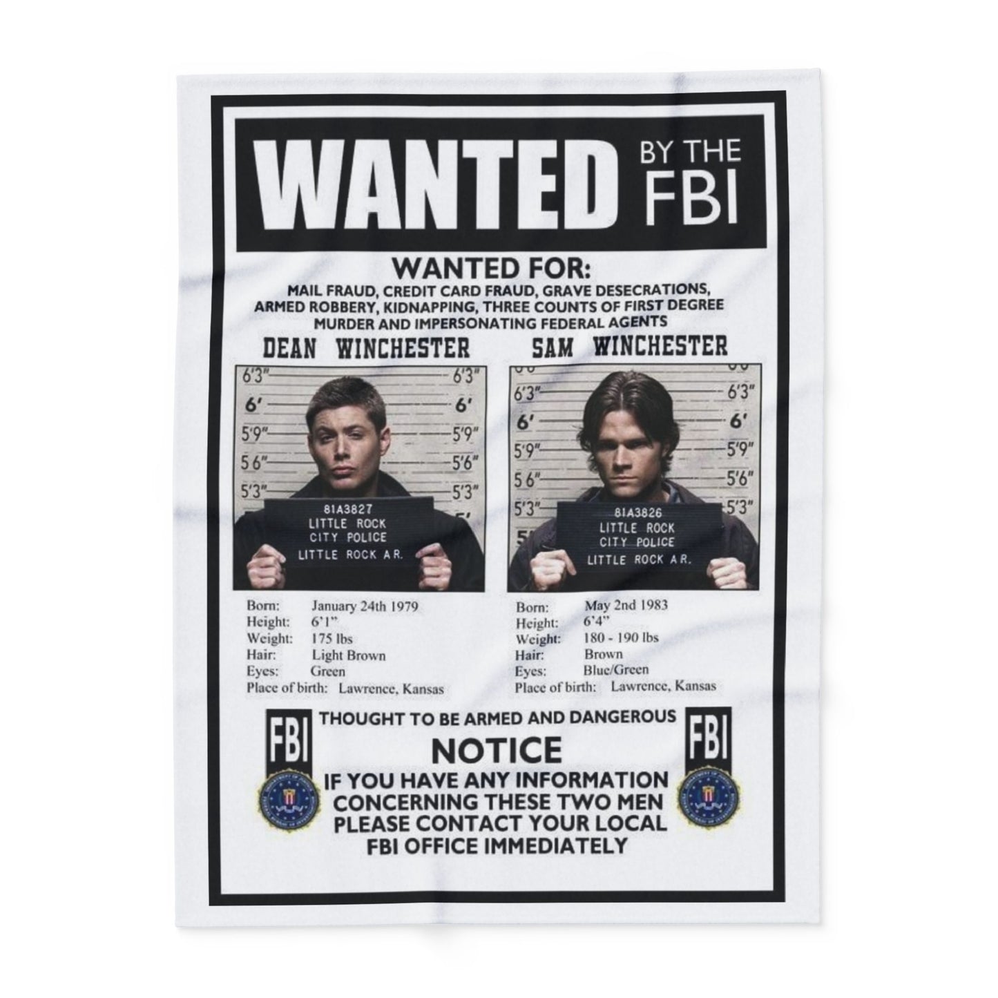 Supernatural Sam & Dean Arctic Blanket