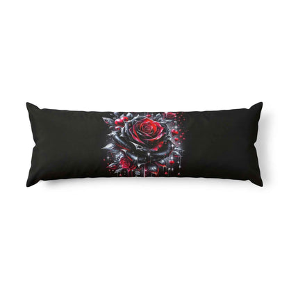 Gothic Red Rose Body Pillow — Dark Romantic Floral Bolster