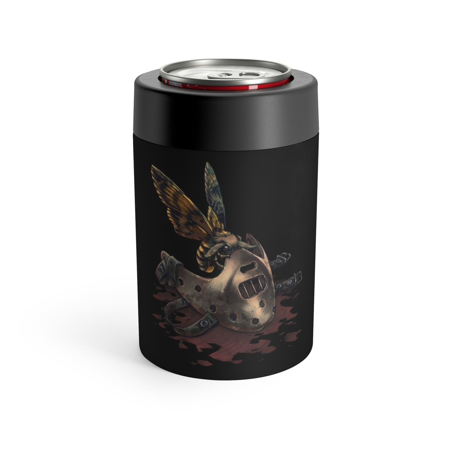 Skull & Moth Can Cooler — Gothic Insulated Can Holder