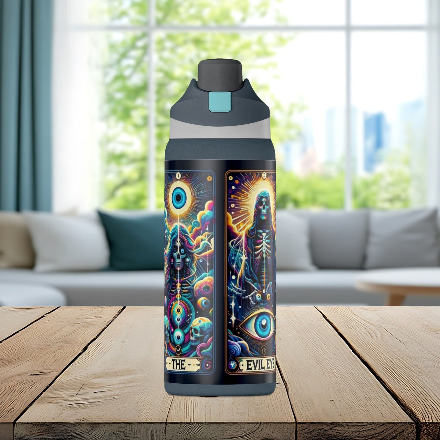 The Evil Eye Tarot Tumbler – Mystical Skeleton 32oz Insulated Water Bottle