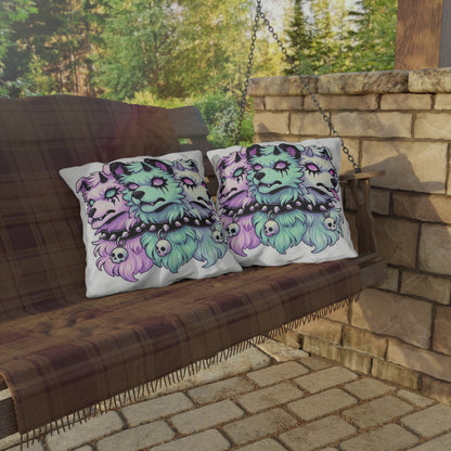 Pastel Goth Cerberus Cushion Cover – Spooky Three-Headed Dog Throw Pillow
