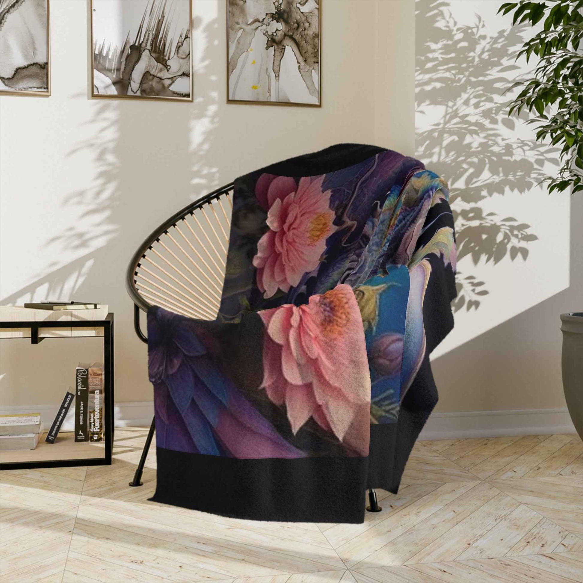 Flower Dragon - Velveteen Minky Blanket
