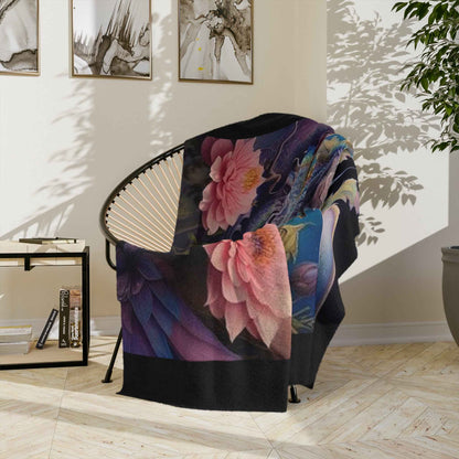 Flower Dragon - Velveteen Minky Blanket