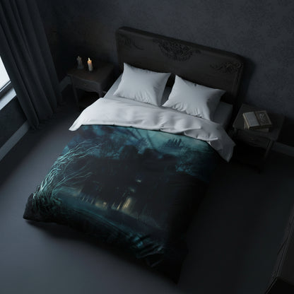 Gothic Moonlit Castle Comforter — Dark Haunted Forest Bedding