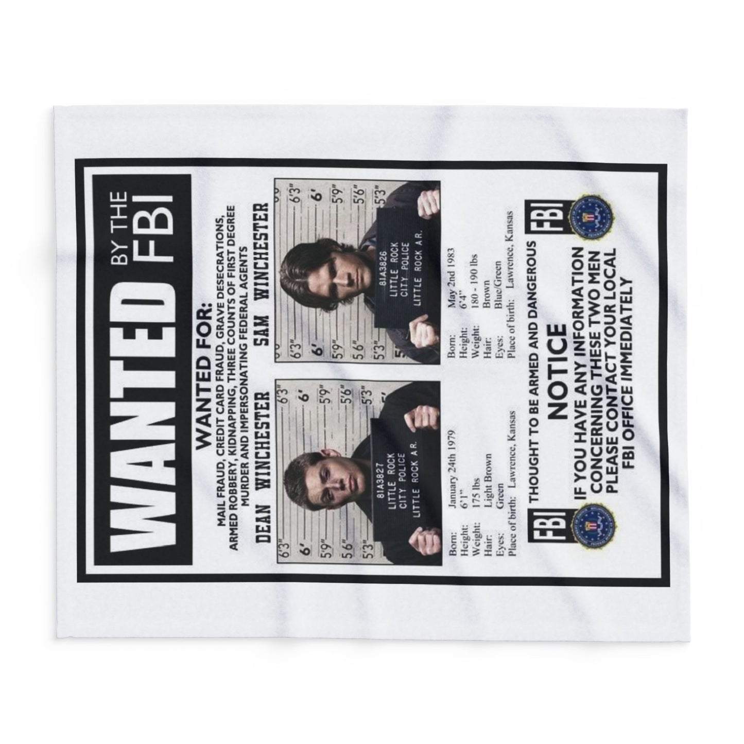 Supernatural Sam & Dean Arctic Blanket