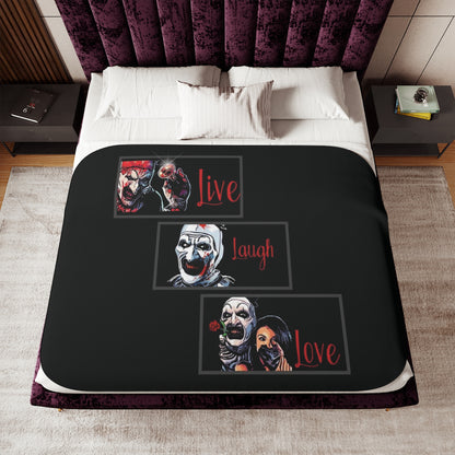 Sherpa Blanket — Live Laugh Love Creepy Clown Horror Throw