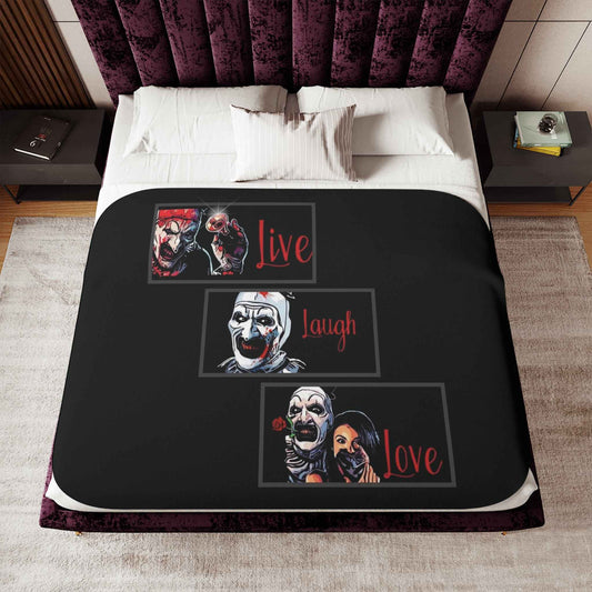 Sherpa Blanket — Live Laugh Love Creepy Clown Horror Throw