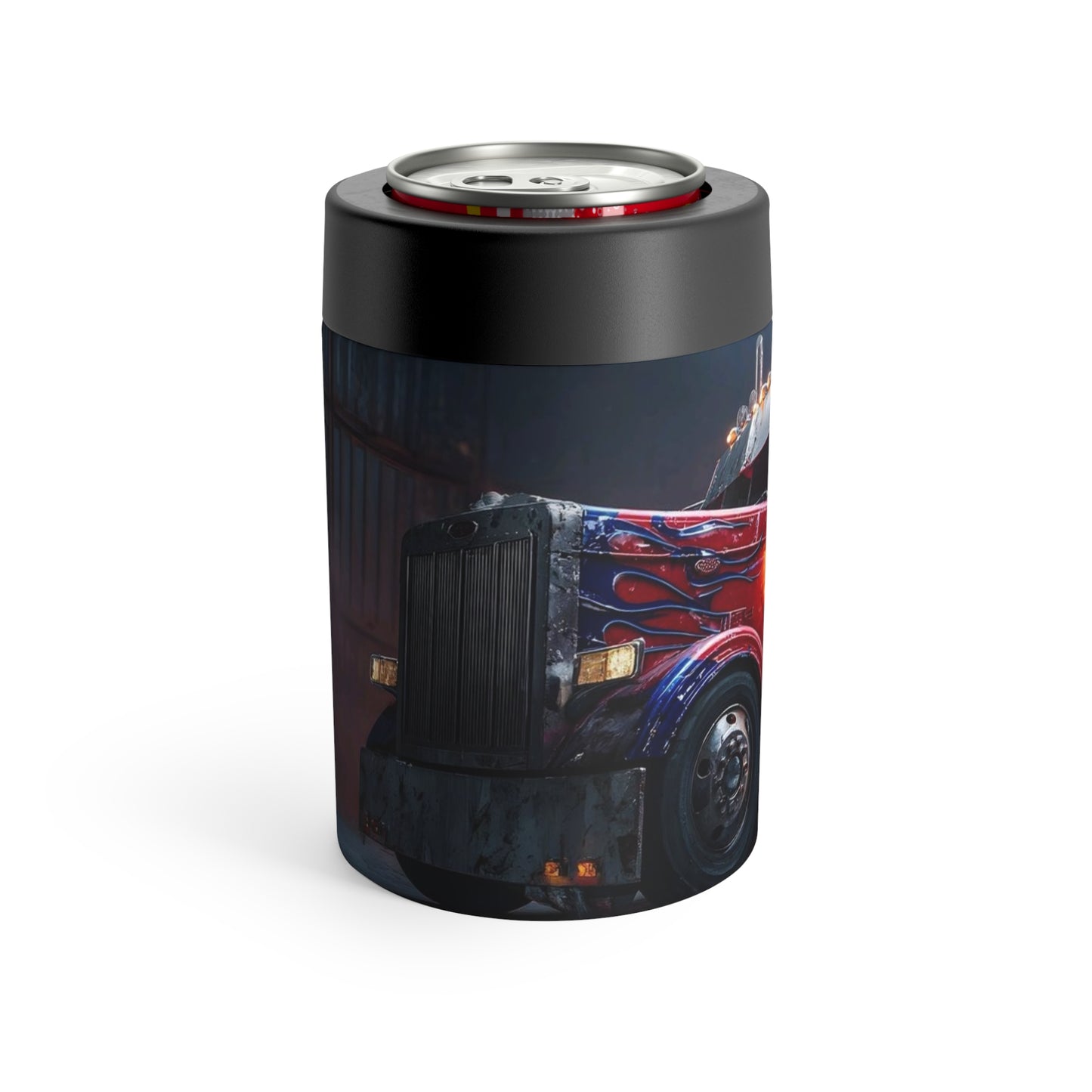Trucker Rig Can Cooler – Patriotic Red Big Rig Beer Can Holder