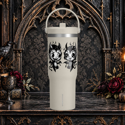 Gothic Cute Devil Couple Insulated Travel Mug