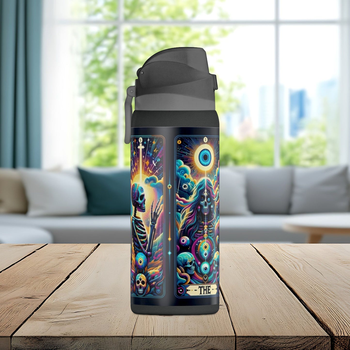 The Evil Eye Tarot Tumbler – Mystical Skeleton 32oz Insulated Water Bottle