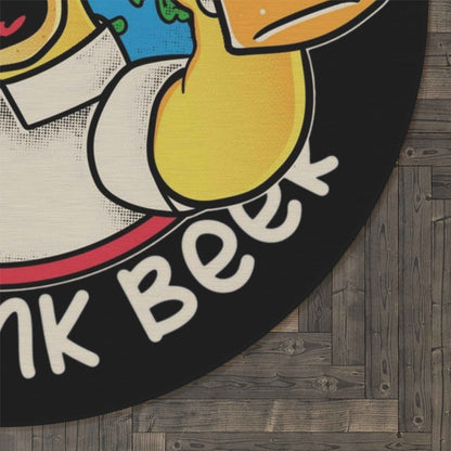 Round Rug — 'Save Water Drink Beer' Humorous Cartoon Beer Mat
