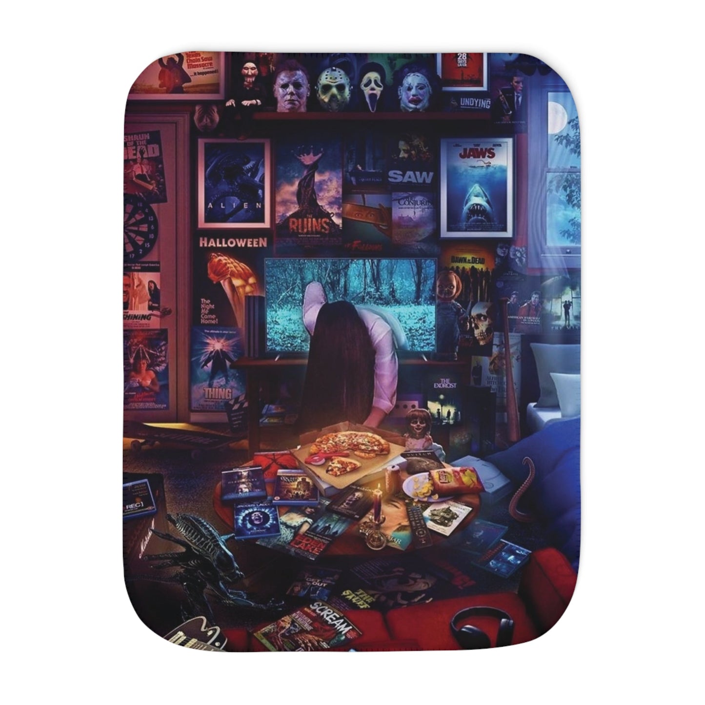 Halloween Montage - Sherpa Throw Blanket