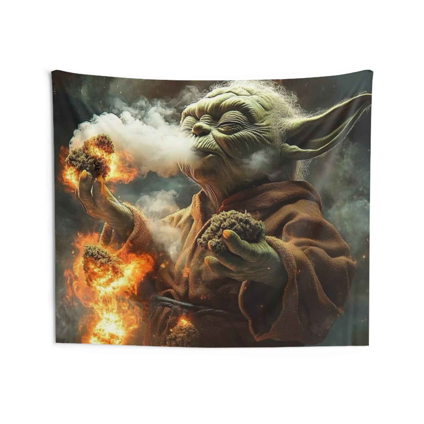 Fantasy Sage Wall Tapestry — Mystical Yoda-Inspired Meditation Art
