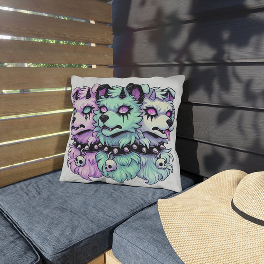 Pastel Goth Cerberus Cushion Cover – Spooky Three-Headed Dog Throw Pillow