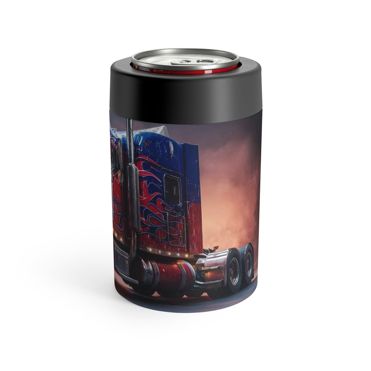 Trucker Rig Can Cooler – Patriotic Red Big Rig Beer Can Holder