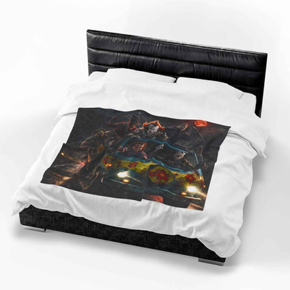 Retro Horror Van Scene Throw - Velveteen Plush Blanket