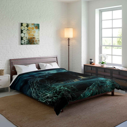 Gothic Moonlit Castle Comforter — Dark Haunted Forest Bedding