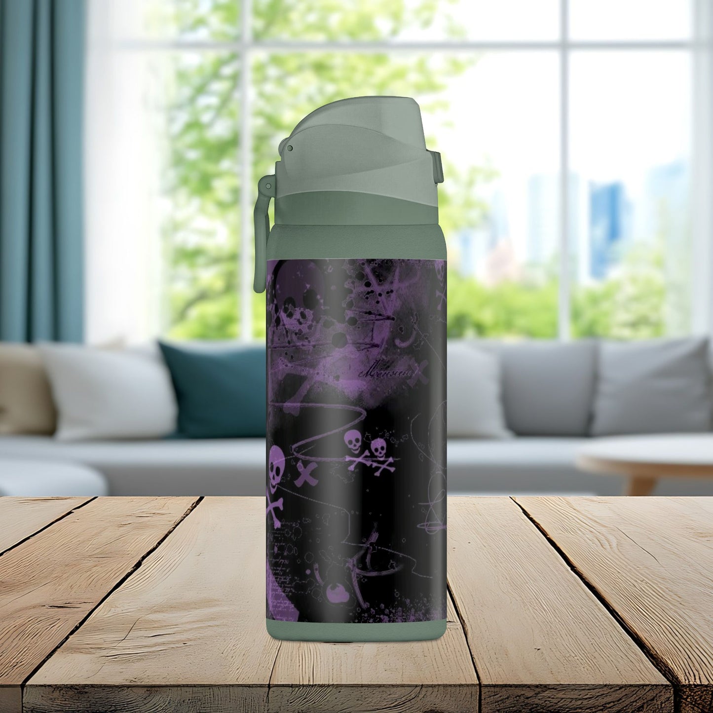 Purple Skull Chaos 32oz Insulated Water Bottle