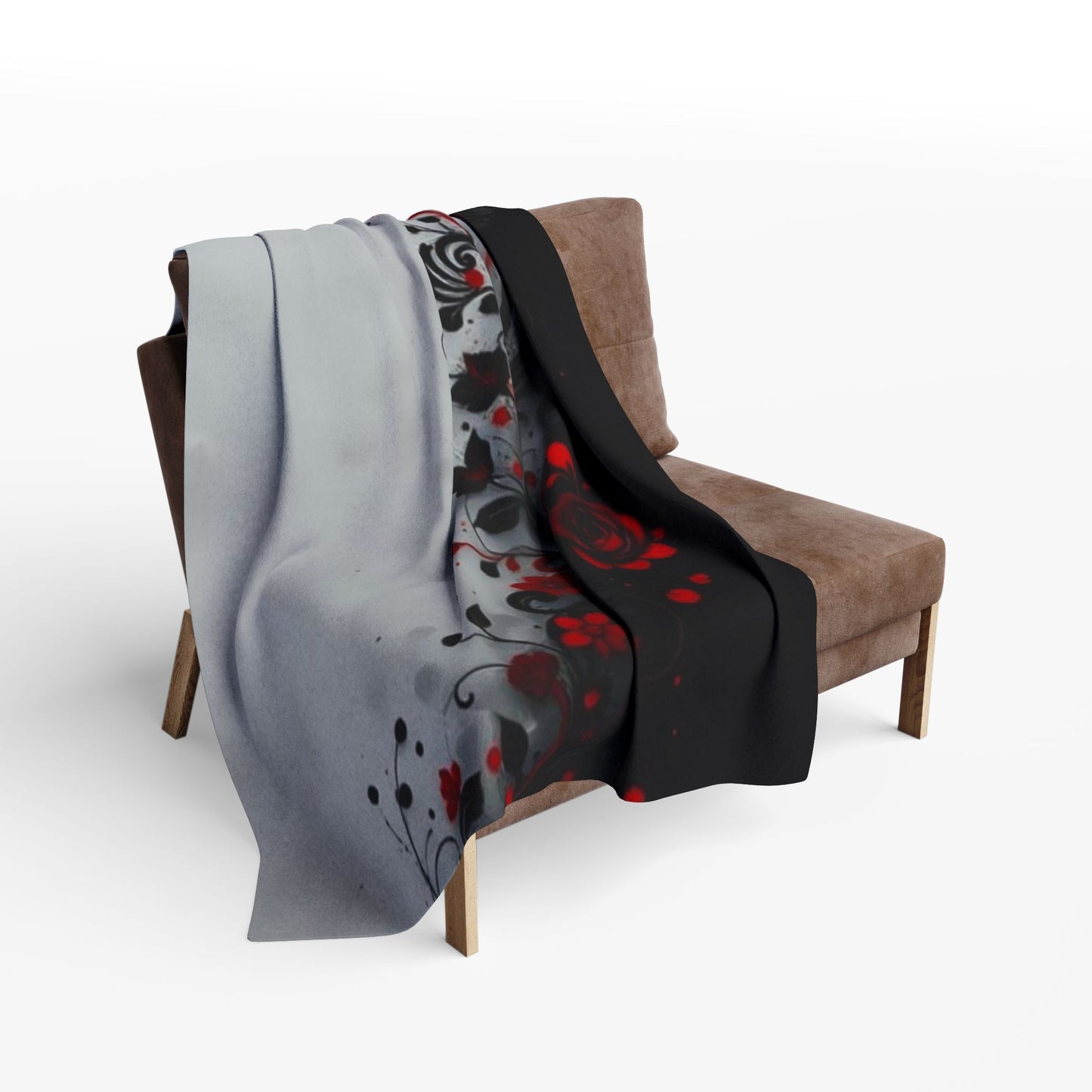 Arctic Fleece Blanket - Gothic Red Rose Floral Throw