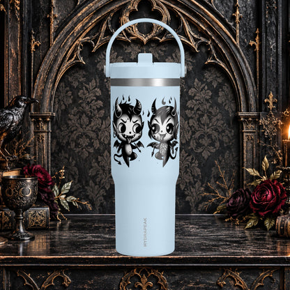 Gothic Cute Devil Couple Insulated Travel Mug