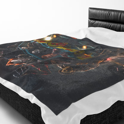 Retro Horror Van Scene Throw - Velveteen Plush Blanket