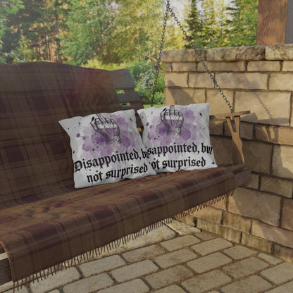 Outdoor Pillow — "Disappointed, But Not Surprised" Gothic Middle Finger Accent Pillow