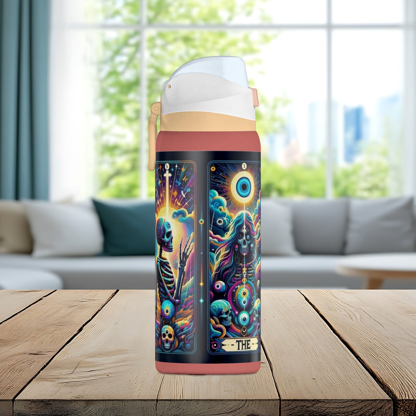 The Evil Eye Tarot Tumbler – Mystical Skeleton 32oz Insulated Water Bottle