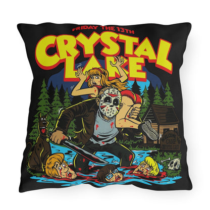 Crystal Lake Horror Outdoor Pillow — Friday the 13th Cabin Camp Pillow