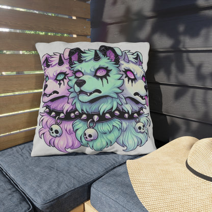 Pastel Goth Cerberus Cushion Cover – Spooky Three-Headed Dog Throw Pillow