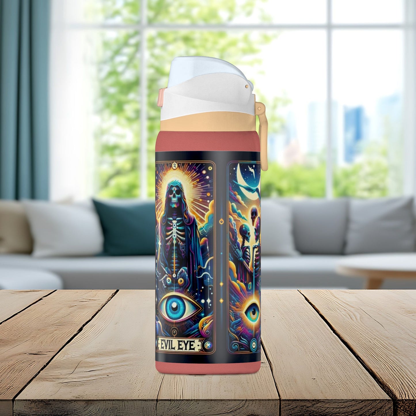 The Evil Eye Tarot Tumbler – Mystical Skeleton 32oz Insulated Water Bottle