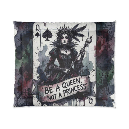 Queen of Spades Comforter – "Be a Queen, Not a Princess" Gothic Playing Card Bedspread