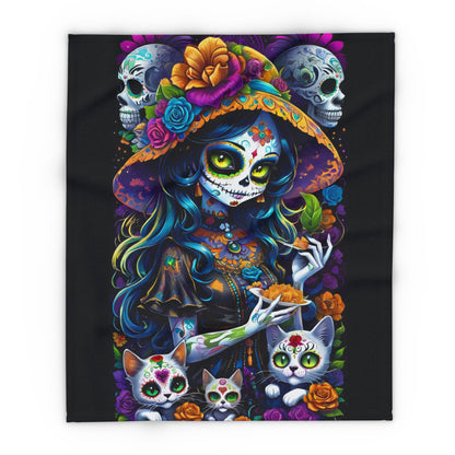 Day of the Dead Sugar Skull Girl Arctic Blanket - House of O & A