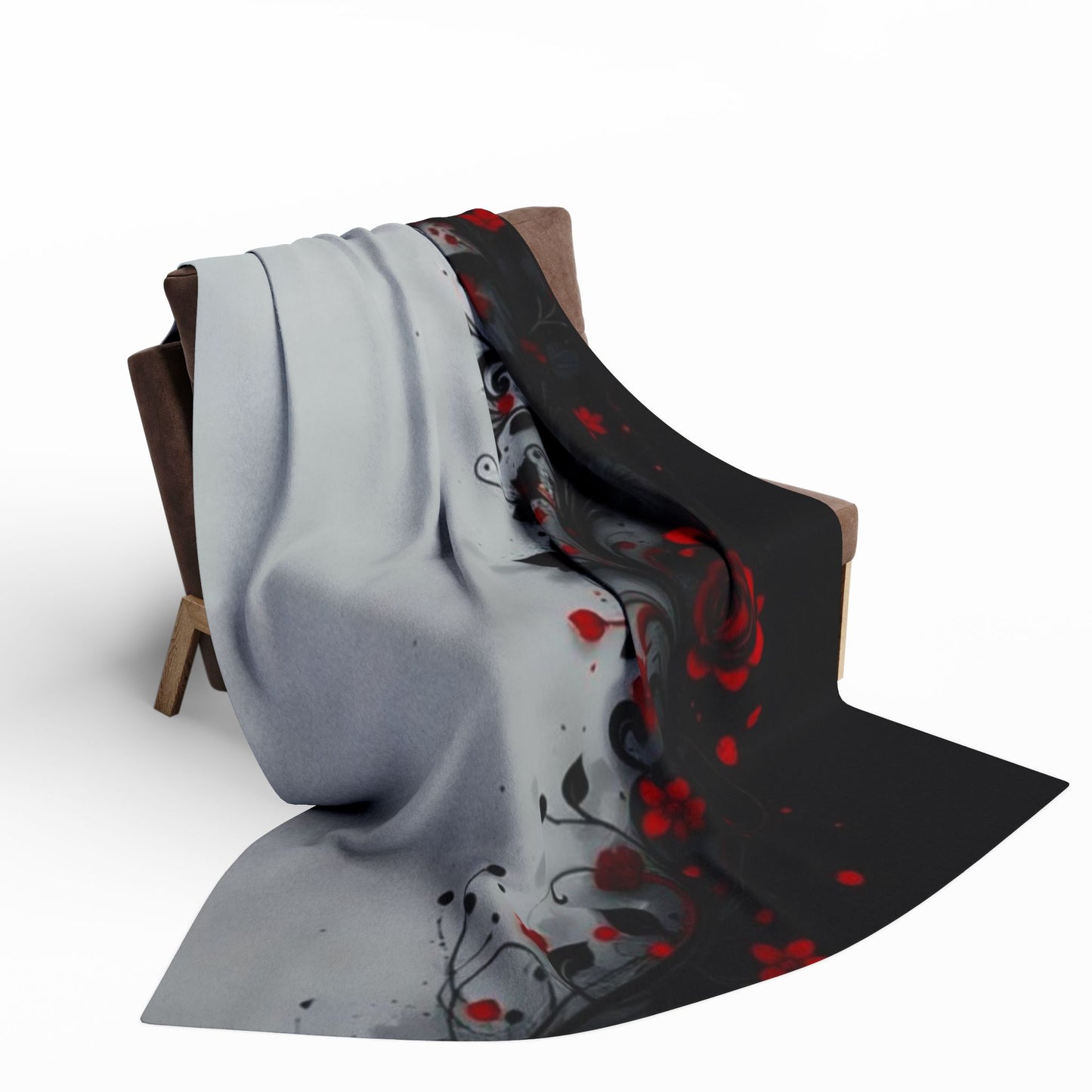 Arctic Fleece Blanket - Gothic Red Rose Floral Throw