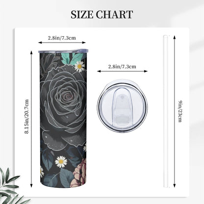20oz Black Rose Slim Tumbler