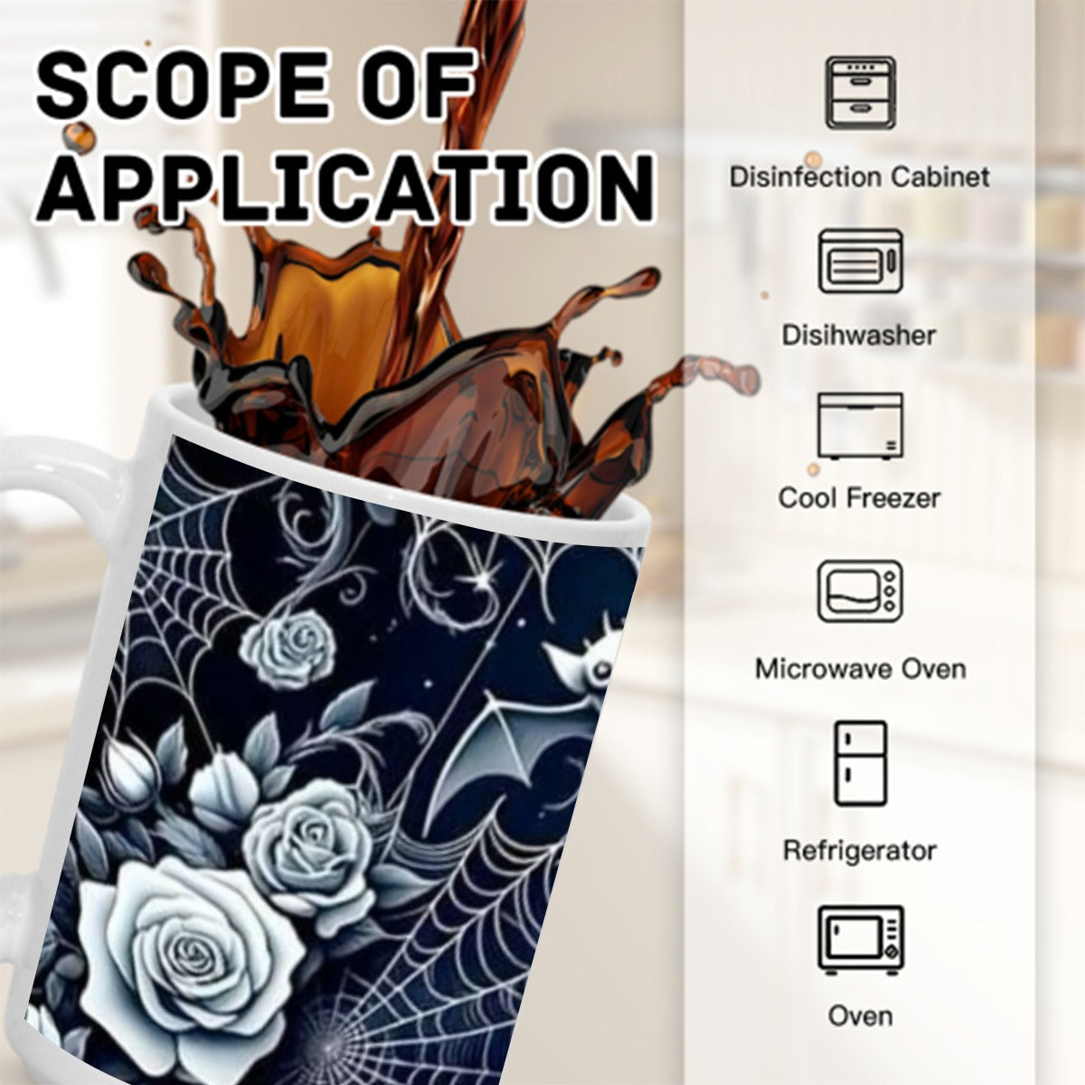 Midnight Web & Moon Rose Gothic Mug
