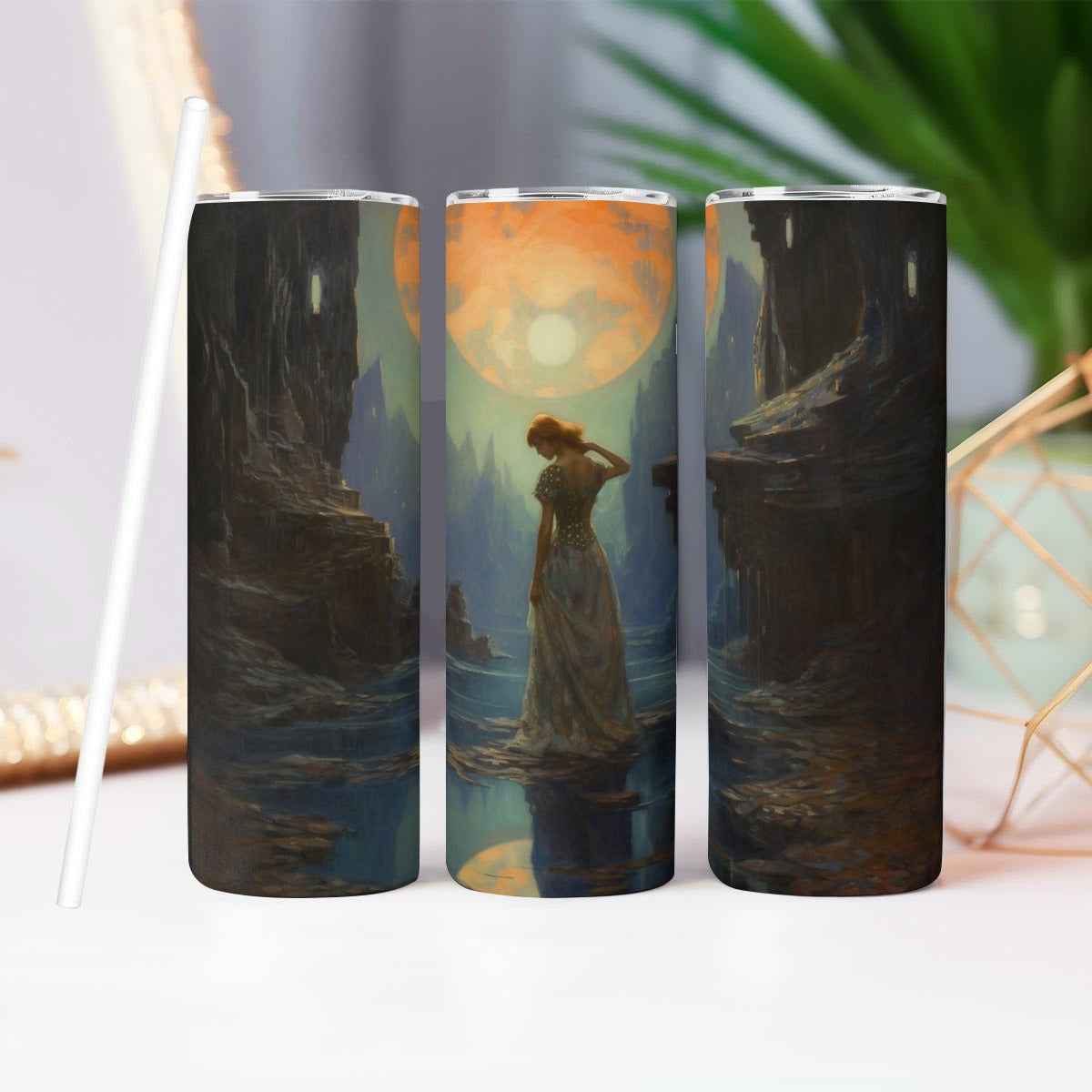 Moonlit Wanderer — Gothic Fantasy 20oz Skinny Tumbler