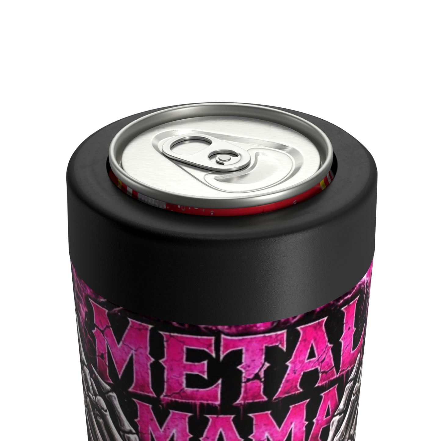 Can Holder - 'Metal Mama' Gothic Rock Can Cooler with Skull & Roses Design