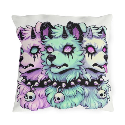 Pastel Goth Cerberus Cushion Cover – Spooky Three-Headed Dog Throw Pillow